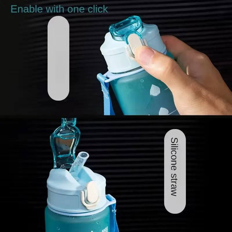 900ml Sports Water Bottle with Time-Tracking Straw | Leak Proof and Locking Flip Cover