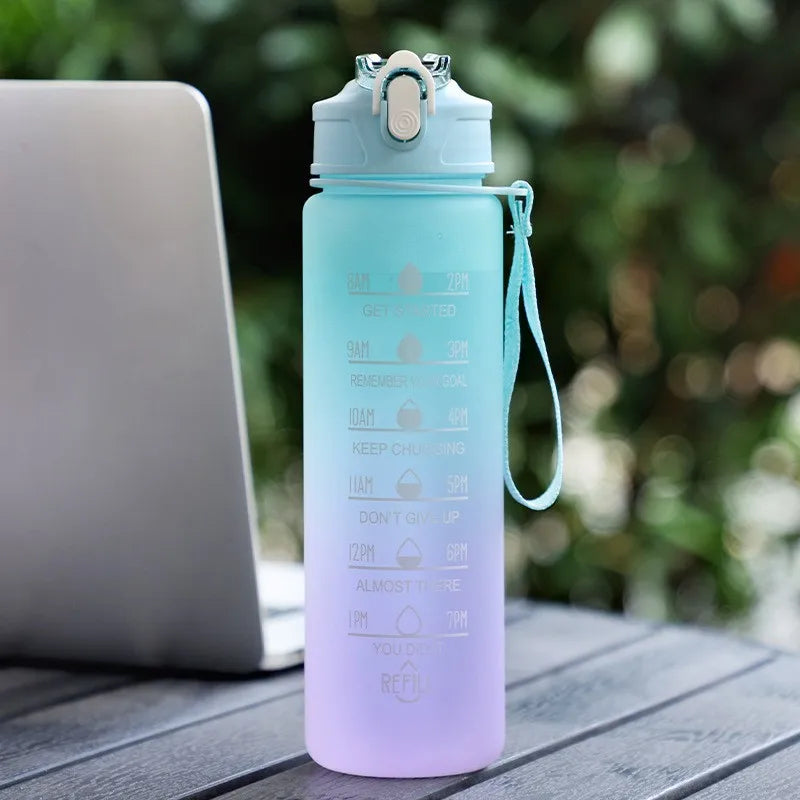 900ml Sports Water Bottle with Time-Tracking Straw | Leak Proof and Locking Flip Cover