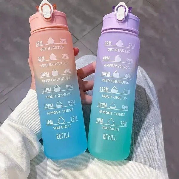 900ml Sports Water Bottle with Time-Tracking Straw | Leak Proof and Locking Flip Cover