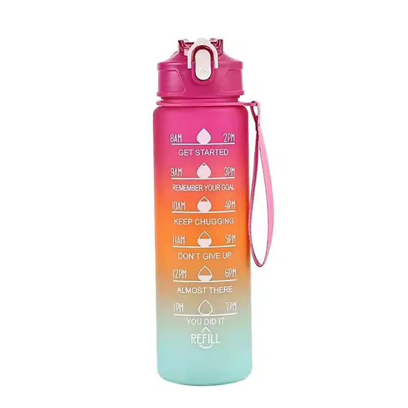 900ml Sports Water Bottle with Time-Tracking Straw | Leak Proof and Locking Flip Cover