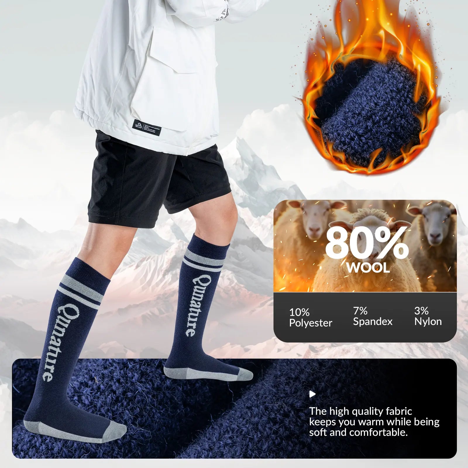 Thermal Wool Blend Ski Socks