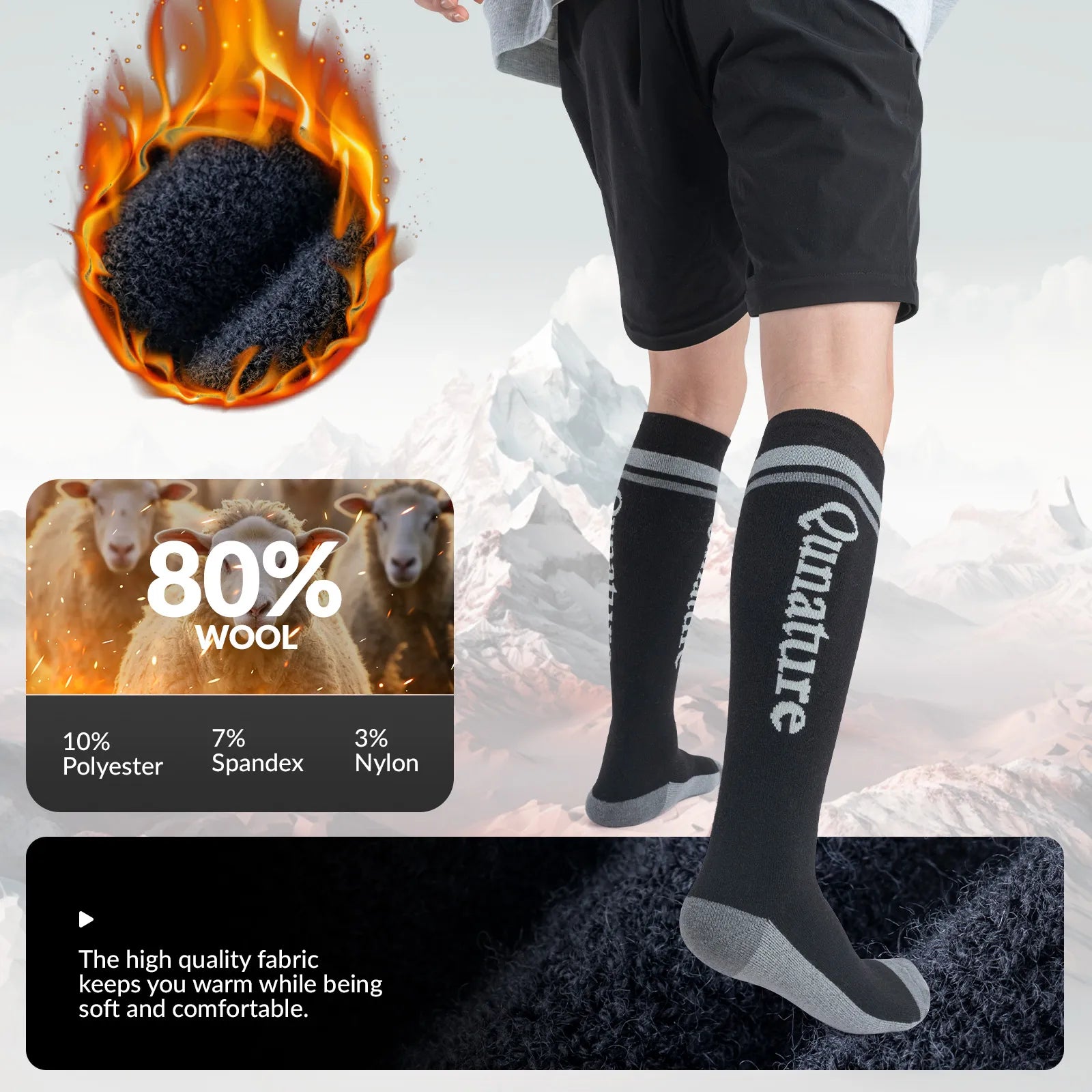 Thermal Wool Blend Ski Socks