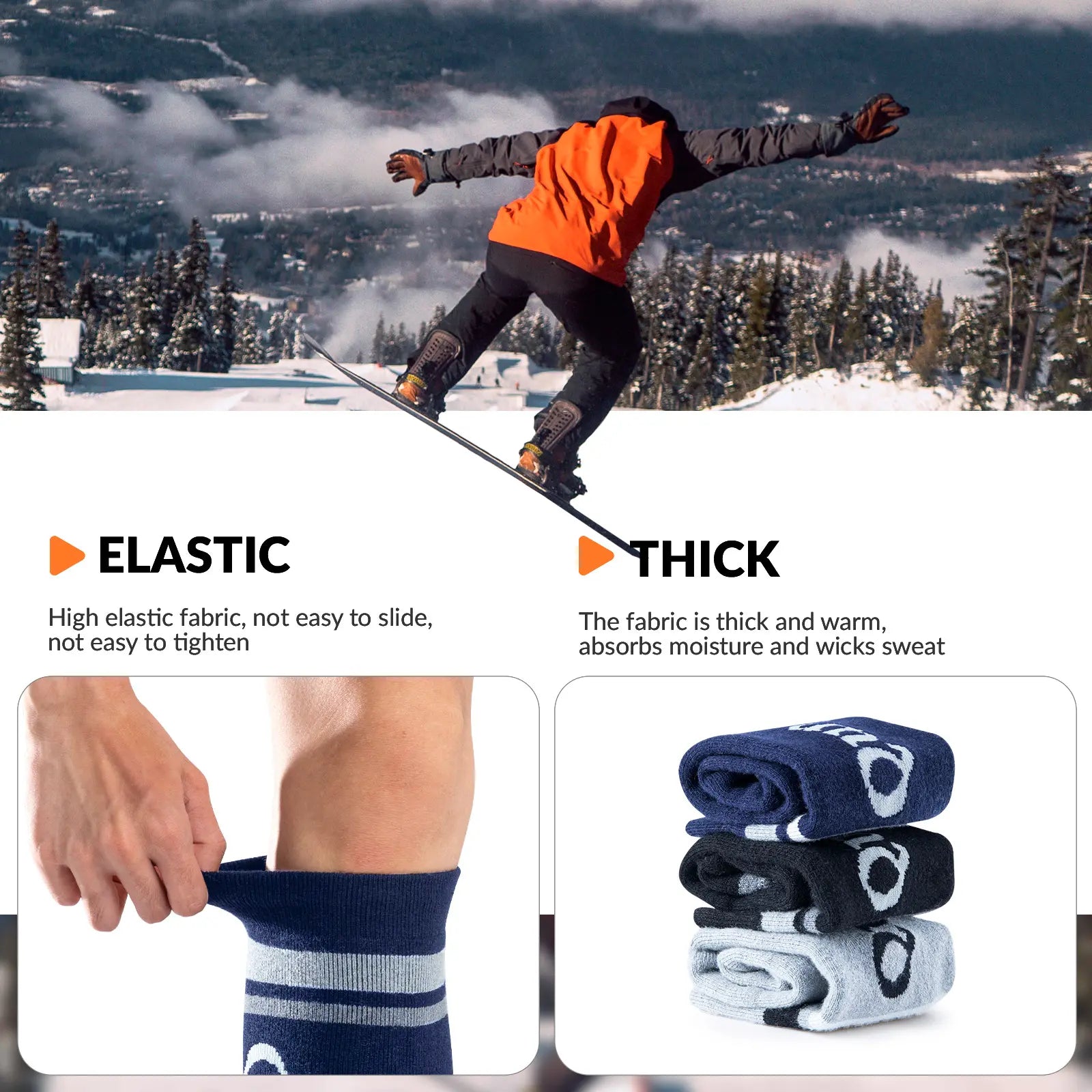 Thermal Wool Blend Ski Socks