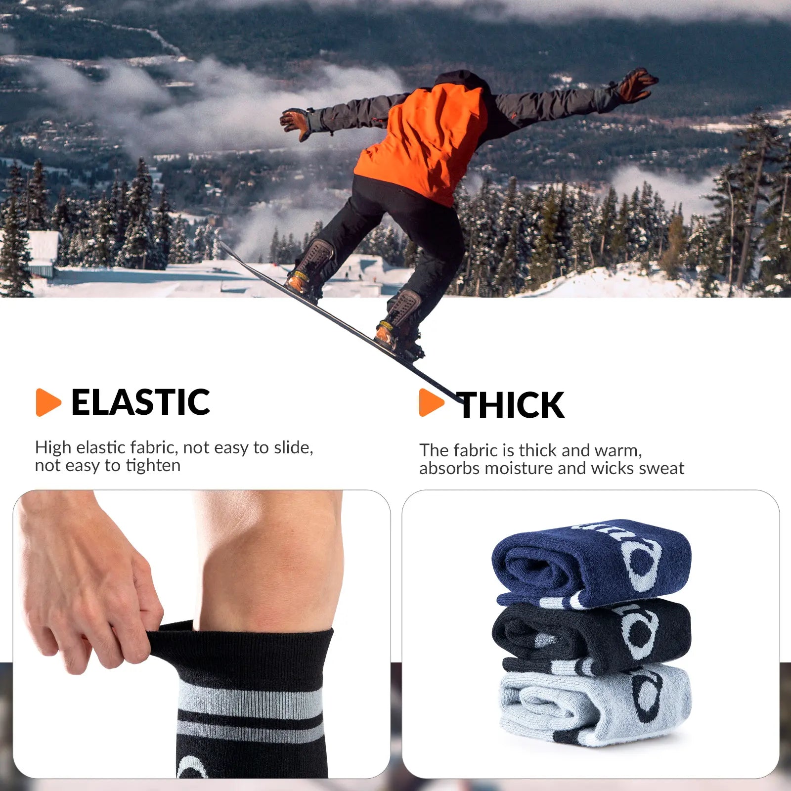 Thermal Wool Blend Ski Socks