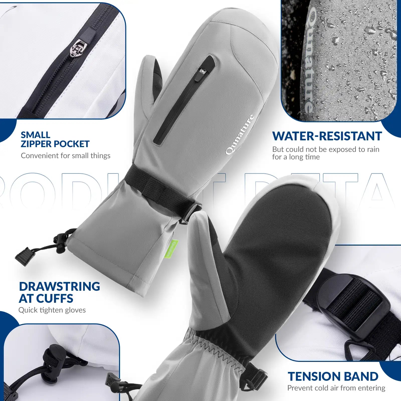 Windproof Full-Palm Ski Gloves with Touchscreen Grip