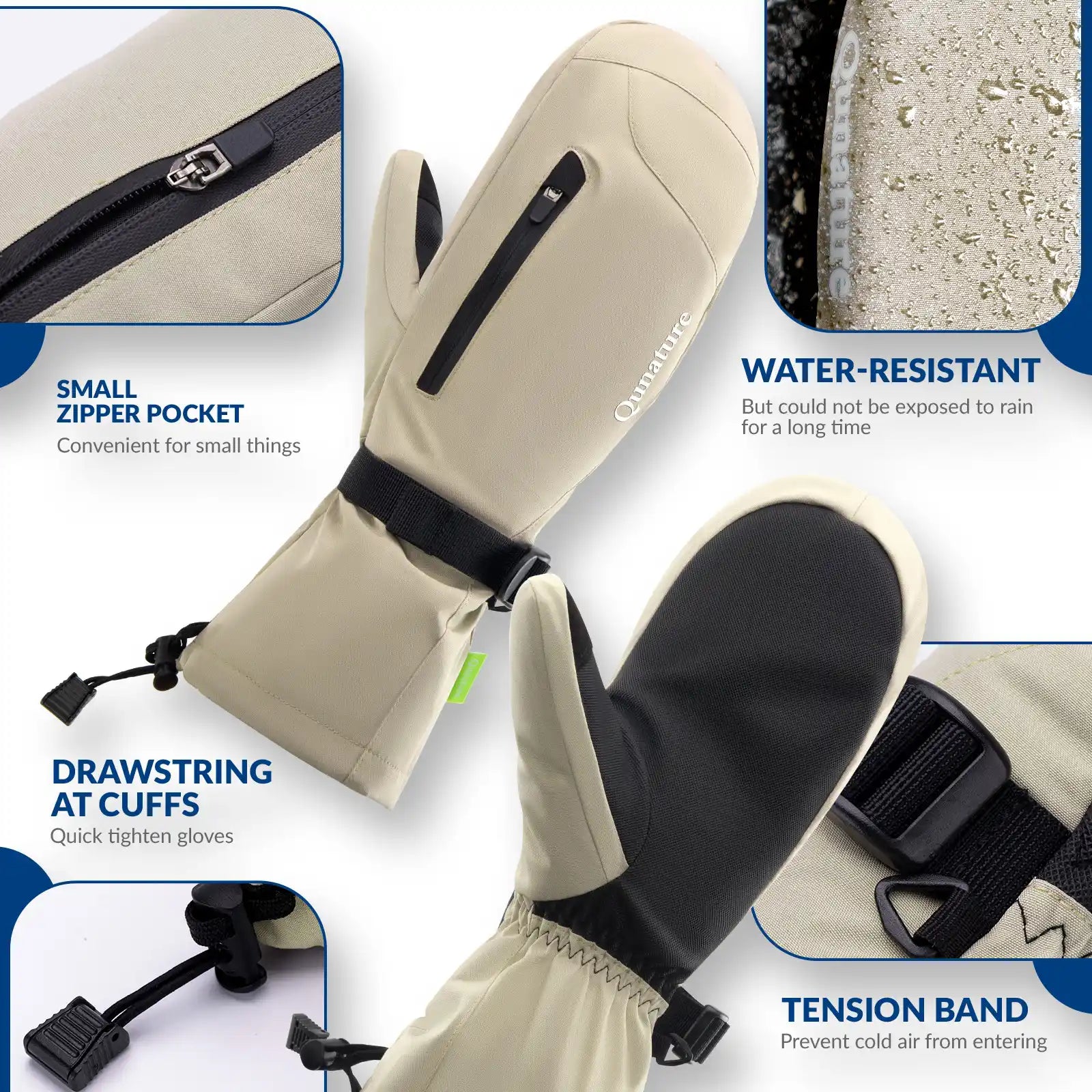 Windproof Full-Palm Ski Gloves with Touchscreen Grip